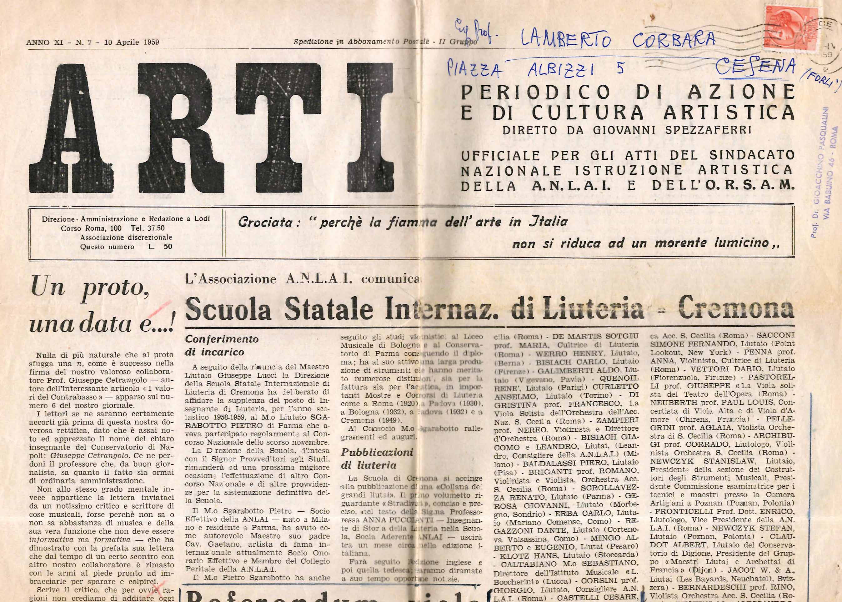 Arti. Periodico di Azione e di Cultura Srtistica
